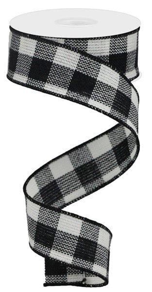 1.5" X 10YD WOVEN FLANNEL CHECK - WHITE/BLACK Craig Bachman RGA1513X6