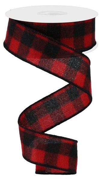 1.5" X 10YD WOVEN FUZZY FLANNEL CHECK - RED/BLACK Craig Bachman RGA1487A9