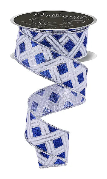 1.5" x 10yd Woven Stripes - Silver/Royal Blue/White Craig Bachman LS31306W