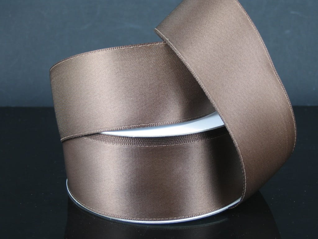 1.5" X 25YD Wired Double Faced Satin - Chocolate Jascotina