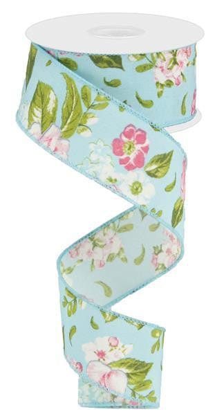 1.5"X10YD Floral - Rose/Green/Blue Shirley's Direct RG0172414