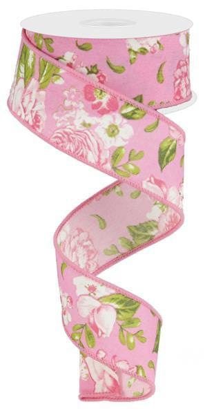 1.5"X10YD Floral - Rose/Green/Pink Shirley's Direct RG0172413