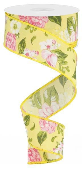 1.5"X10YD Floral - Rose/Green/Yellow Shirley's Direct RG0172429