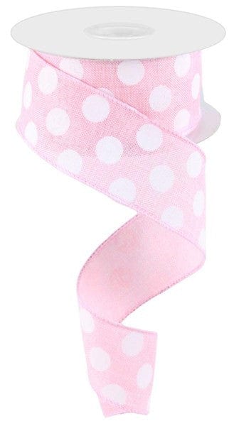 1.5"X10yd Medium Multi Dots - Light Pink/White Craig Bachman RX9145TK