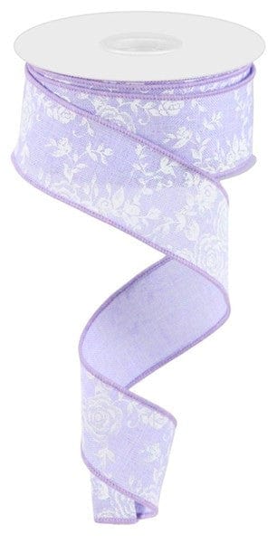 1.5"X10yd Mini Rose On Royal - Lavender/White Craig Bachman RGC186013