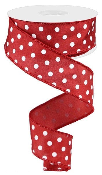 1.5"X10yd Small Polka Dot - Crimson/White Craig Bachman RG10009Y