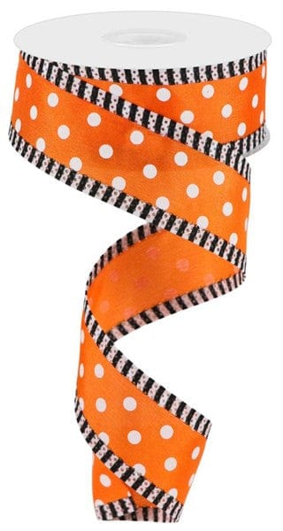 1.5"X10yd Small Polka Dot/Stripe - Orange/White/Black Craig Bachman RGA820920