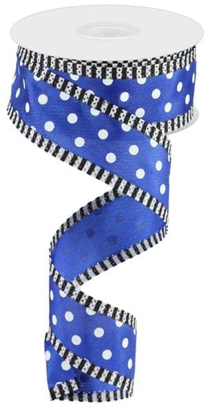 1.5"X10yd Small Polka Dot/Stripe - Royal Blue/White/Black Craig Bachman RGA820925