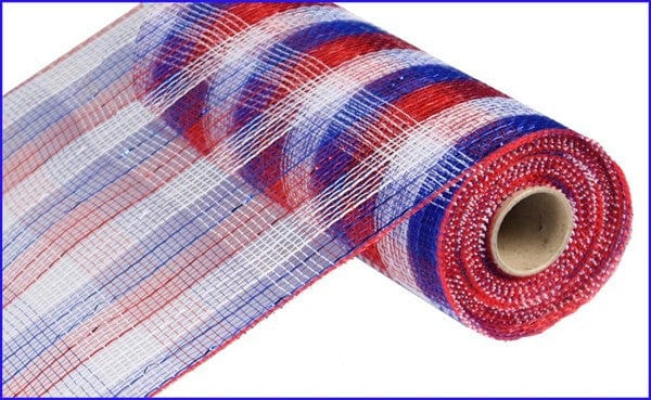 10.25" X 10YD METALLIC CHECK MESH - RED/WHITE/BLUE Craig Bachman RE1370EX