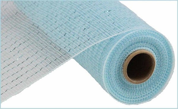 10.25" X 10YD METALLIC MESH - LT BLUE W/LT BLUE FOIL Craig Bachman RE130114