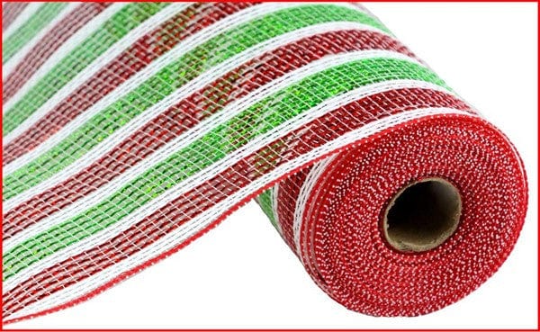 10.25" X 10YD PP/LASER FOIL MESH - RED/LIME GREEN/WHITE Craig Bachman RY860193