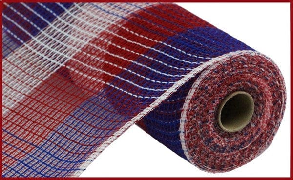 10.5" X 10YD PP/FAUX JUTE WIDE CHECK MESH - RED/WHITE/BLUE Craig Bachman RY8317D1