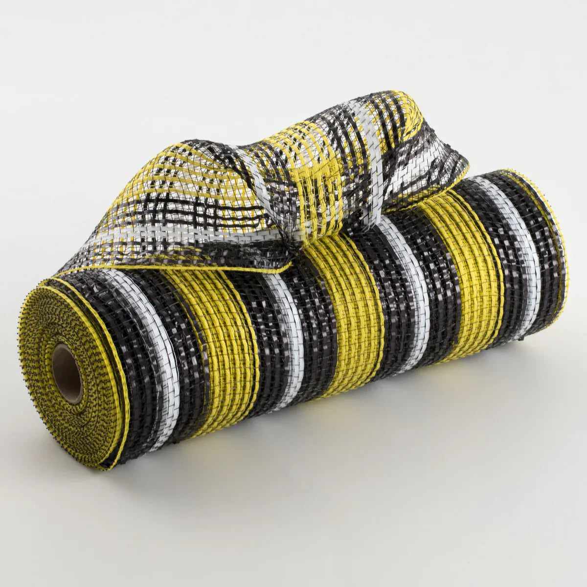 10" Fabric Bold Stripe Mesh: Yellow, Black, White Shirleys of Collins XB102410-22