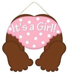 10"L x 9"H IT'S A GIRL SIGN-DK SKIN Craig Bachman AP870802BG