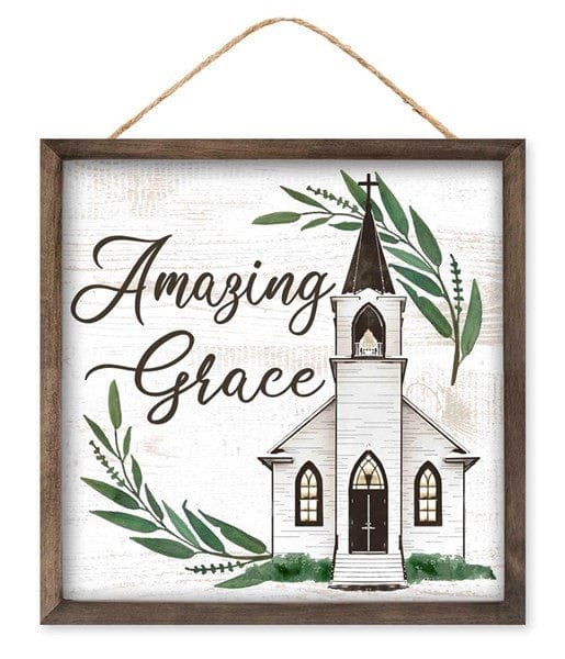 10"SQ AMAZING GRACE SIGN - WHITE/BLACK/GREEN/BROWN Shirley's Direct AP7183