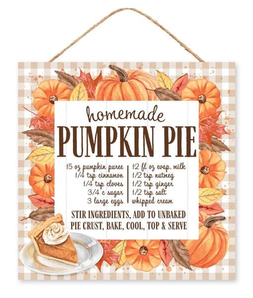 10"Sq Homemade Pumpkin Pie Sign - Org/Ylw/Brn/Bge/Wht Craig Bachman Signs AP7222