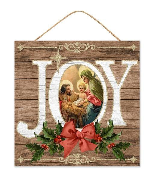 10"Sq Joy W/The Holy Family Sign - Brown/White/Red/Emerald Shirley's Direct AP7821