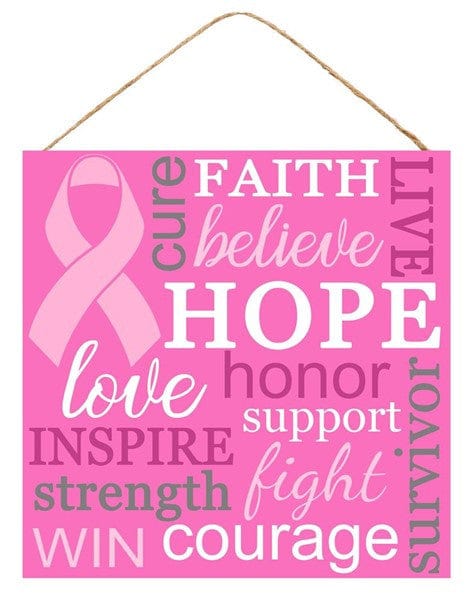 10"SQ MDF BREAST CANCER - PINK/WHITE/GREY Shirley's Direct AP8292