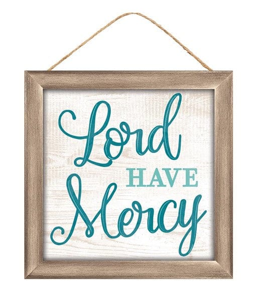 10"Sq Mdf Lord Have Mercy Sign - White/Tan/Light Teal/Teal Shirley's Direct AP7166