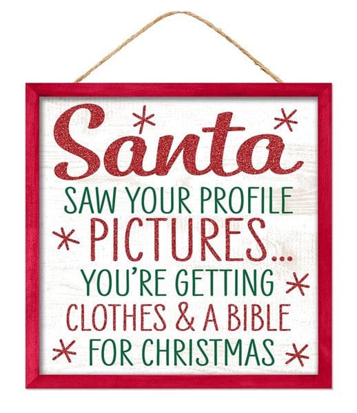 10"Sq Santa Saw Your Profile Sign - White/Red/Emerald Green Shirley's Direct AP7820