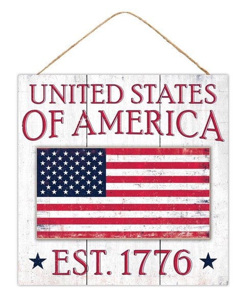 10"SQ UNITED STATES OF AMERICA SIGN - ANT WHITE/RED/BLUE Shirley's Direct AP8420