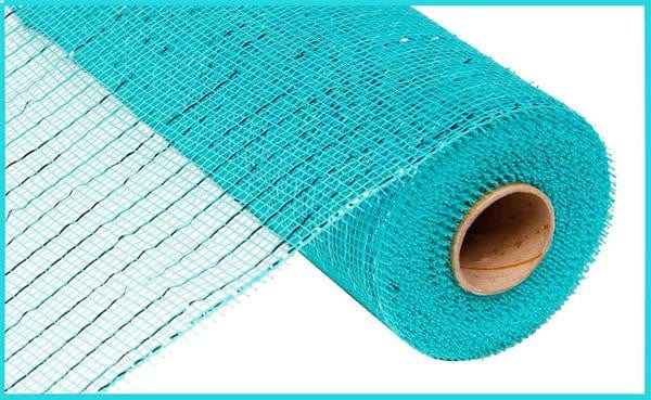 10" X 10Yd Metallic Mesh - Aqua W/Dk Turq Foil Craig Bachman RE130158