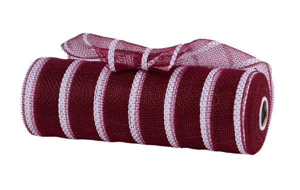 10" x 10yd Vertical Wide Stripe Mesh - Burgundy/White Craig Bachman Mesh RE8903XR