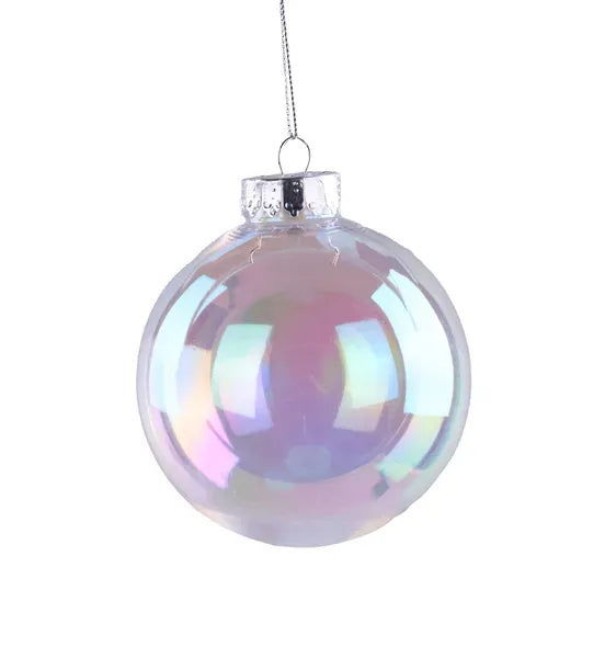 100Mm Ball Ornament - Iridescent Clear Shirleys of Collins Ornaments XH9615