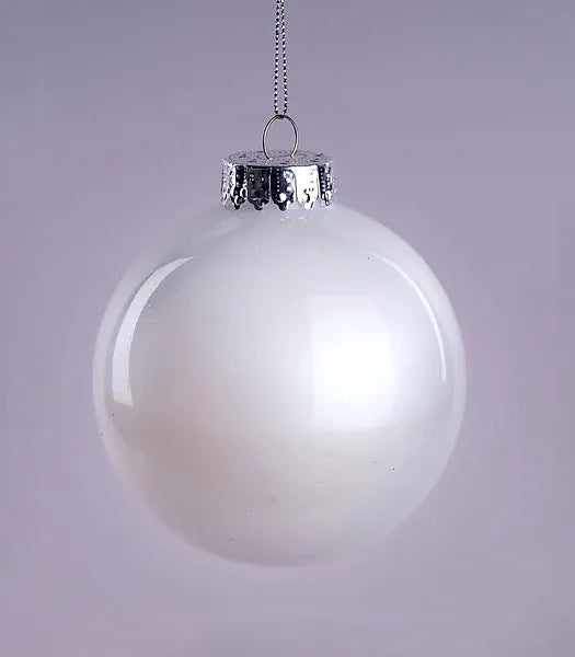 100Mm Dia Lacquer/Glass Look Ornament -  Pearl White Craig Bachman XH966126