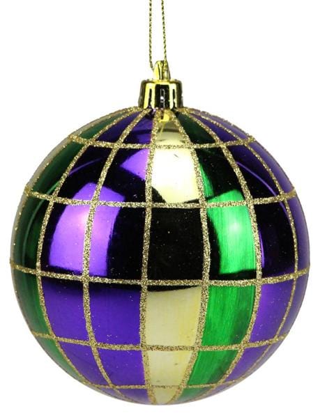 100Mm Painted Plaid Ball Ornament Craig Bachman HG1079