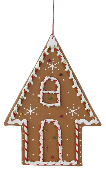 11"L Gingerbread House Ornament - Brown/Red/Green/White Craig Bachman Ornaments XJ4447
