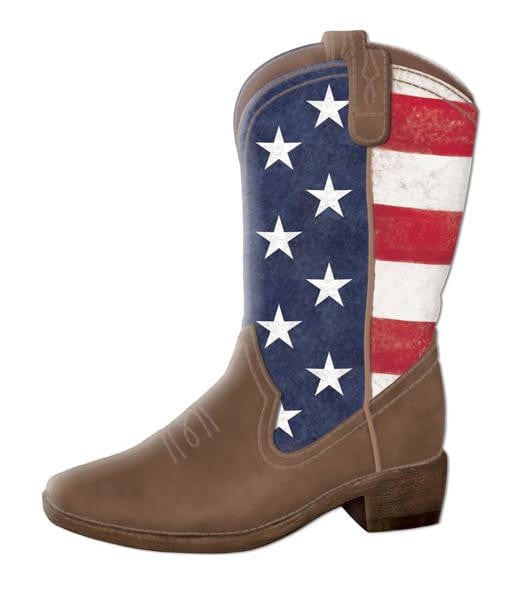 12.5"H American Flag Cowboy Boot - Red/White/Blue/Brown Shirley's Direct MD0825