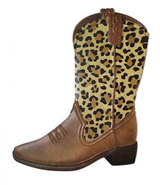 12.5"H Embossed Leopard Cowboy Boot - Beige/Brown/Black Shirley's Direct MD0827