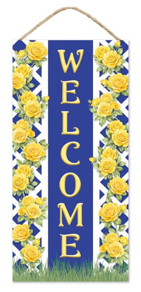 12.5"H x 6"L Welcome W/Rose Trellis Sign Craig Bachman AP738280