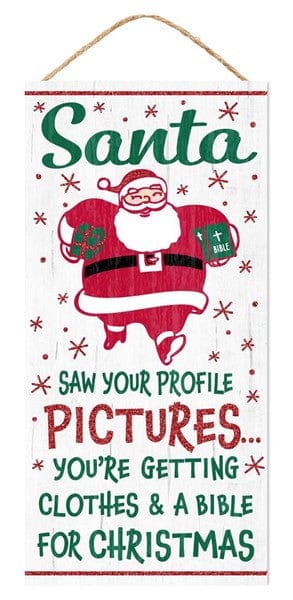 12.5"Hx6"L Santa Saw Your Profile Sign - White/Red/Emerald Shirley's Direct AP7819