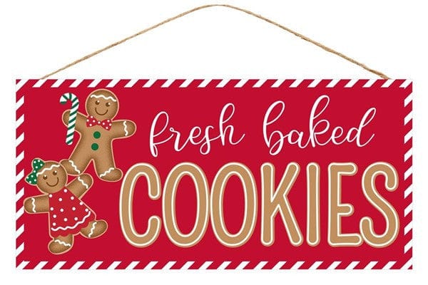 12.5"L X 6"H "FRESH BAKED COOKIES" SIGN - RED/BROWN/WHITE Shirley's Direct AP8726