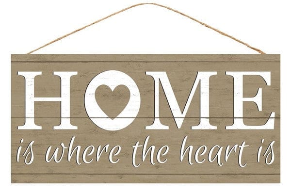 12.5"L X 6"H Home Is Where The Heart Is - Tan/White Shirley's Direct AP8314