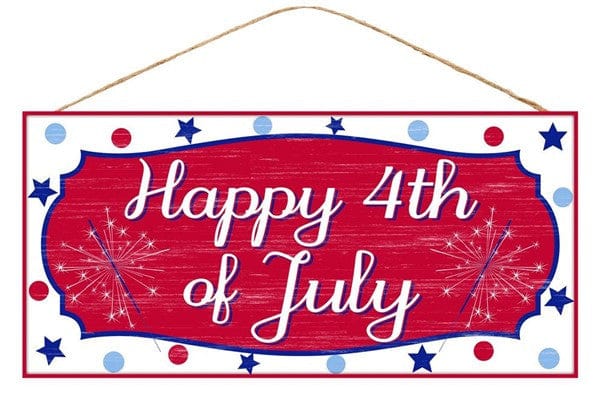 12.5"LX6"H MDF "HAPPY 4TH OF JULY" SIGN - RED/WHITE/BLUE Shirley's Direct AP8703