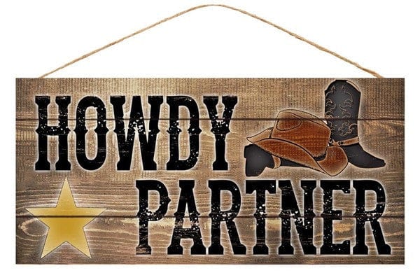 12.5"Lx6"W Mdf Howdy Partner - Light Brown/Black Shirley's Direct AP8145