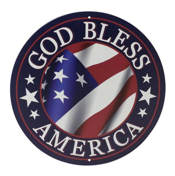 12"Dia God Bless America Sign - Red/White Blue Craig Bachman Signs MD0356