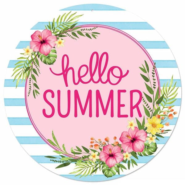 12"Dia Hello Summer Floral Wreath - White/Pink/Light Blue/Yellow/Green Shirley's Direct MD0854