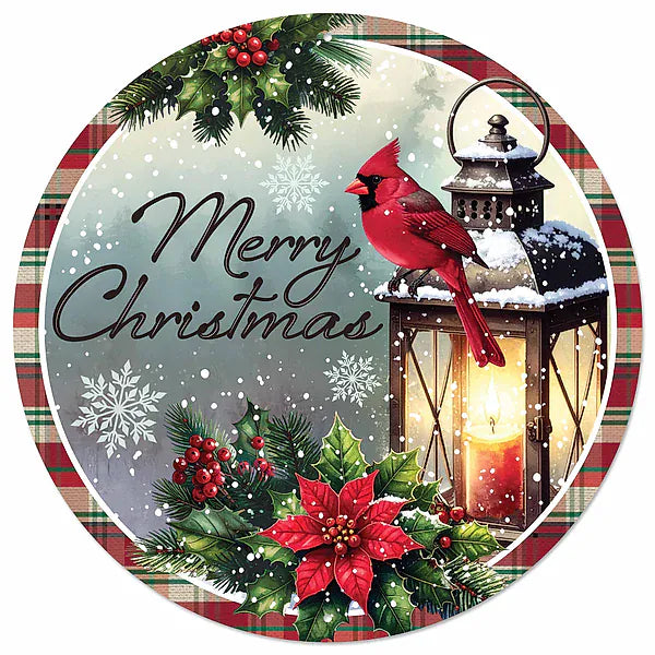 12"Dia "Merry Christmas" W/Cardinal Sign Craig Bachman MD1898