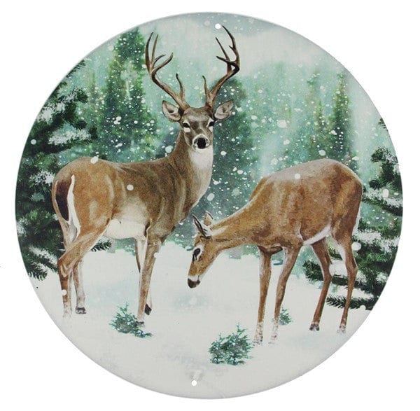 12"DIA METAL DEER SIGN - GREEN/WHITE/BROWN Shirley's Direct MD0588