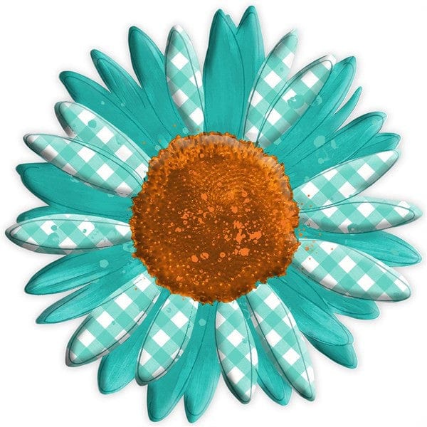 12"Dia Metal/Embossed Sunflower - Teal/Orange Shirley's Direct MD078437