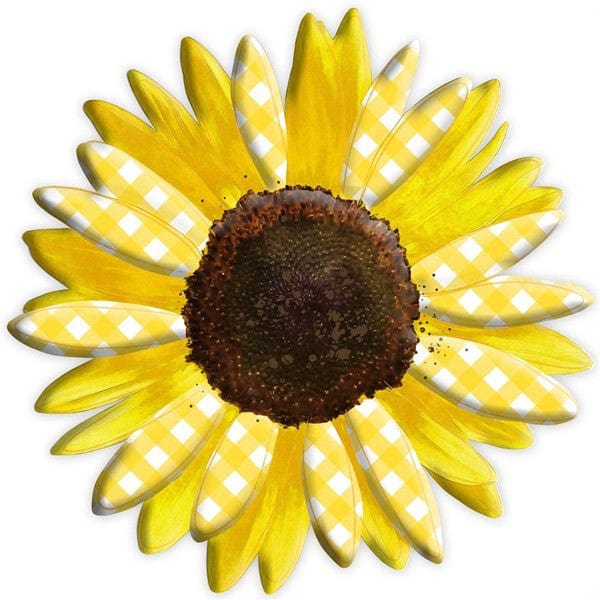 12"Dia Metal/Embossed Sunflower - Yellow/Dark Brown Shirley's Direct MD078429