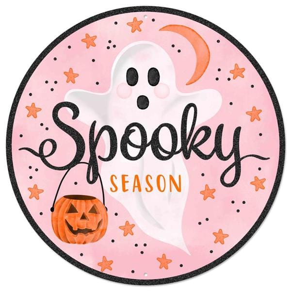 12"Dia Metal/Glitter Spooky Season Sign Craig Bachman MD1185