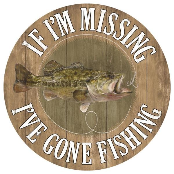 12"Dia Metal Gone Fishing Sign Shirleys of Collins MD0490