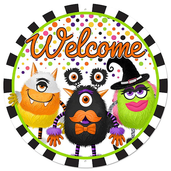 12"Dia Metal Welcome Monster Sign Craig Bachman MD1872