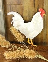 12"H X 11.75"L METAL/EMBOSSED ROOSTER - WHITE/LT TAN Shirley's Direct MD066427