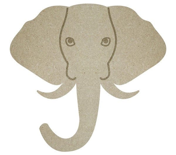 12"L X 11.375"H MDF Elephant Head - Natural Shirley's Direct AB2511